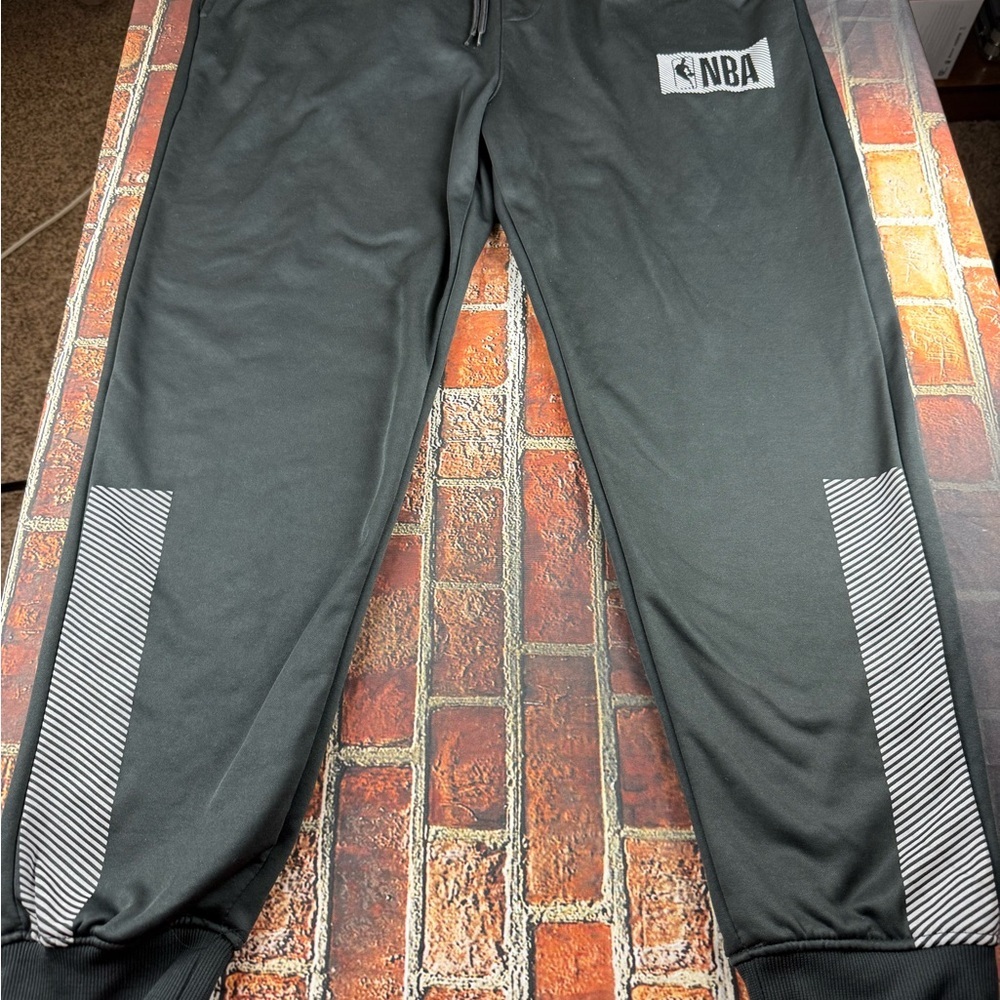 NBA Black and White Joggers with Athletic Stripes